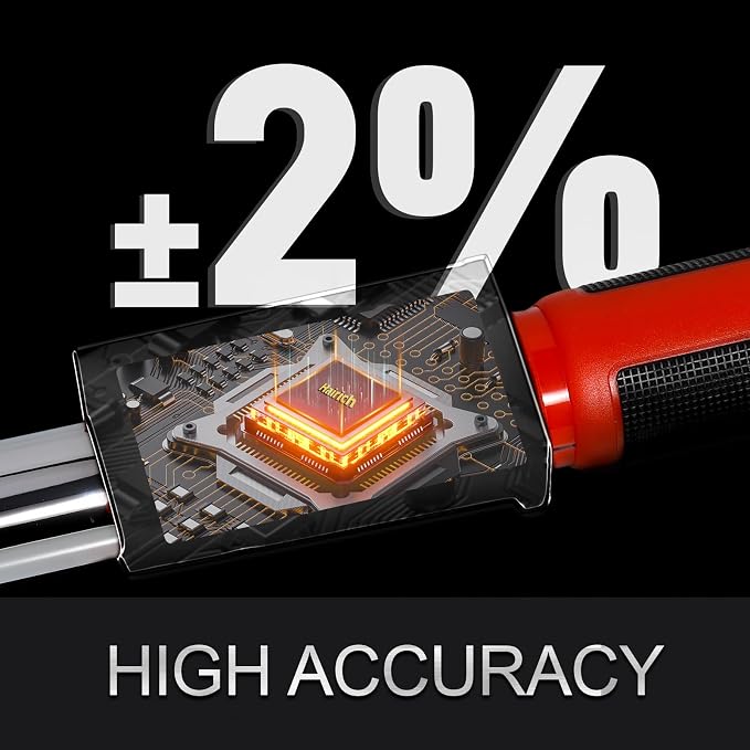 Hairich 3/8 torque wrench digital, Electric Torque Wrench 5-100FT-LB | 6.75-135N.M, Torque Range Accurate to ±2%, with Buzzer and LED Flash Notification for Car/Motorcycle/Auto Repair