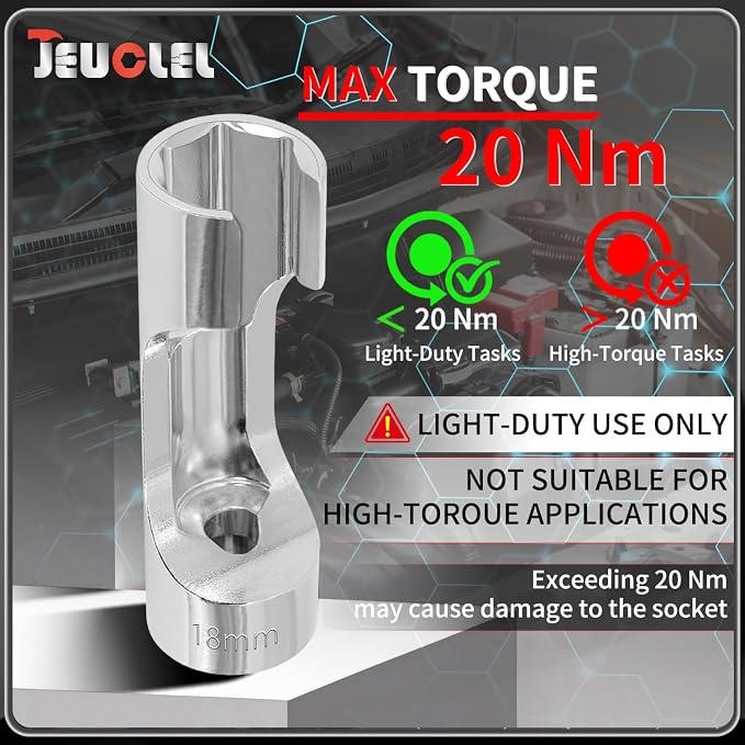 10PCS 10-19mm 3/8"Drive Diesel Injector Fuel Line Socket Wrench Set | Flare Nut Socket, Fastener Bent Pipes, Wired Temperature Sensors, EGT Sensor, Thermo Switches, ABS Tubes, Strut Nut Extractor