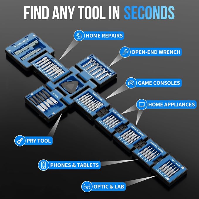STREBITO 55-in-1 Precision Screwdriver Set, Compact Magnetic Repair Tool Kit with 2-in-1 Screwdriver, Mini Wrenches, Pry Tools and Specialty Bits for Electronics, Computer, Laptop, Phone, Bike (Black)