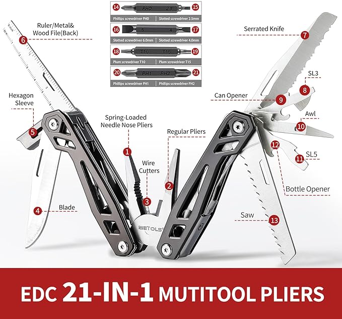 Father‘s Day Gifts for Men Dad Him, 21-in-1 Multitools with Pocket Knife