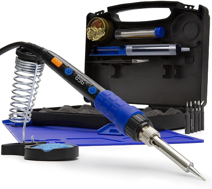YIHUA 928D Soldering Iron Kit, 65W Soldering Iron, Fully Digital, Display °F/°C, Temperature Control, Accuracy 194~896℉- Soldering Kit with Sleep Function, Temp. Correction Function, Holder &more.