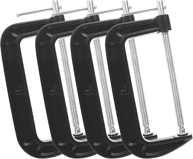 4 Pack C Clamp 8 Inch Heavy Duty Steel C Clamps Set, Cast Iron Frame Wood Working Clamps Industrial Strength C Clamp for Woodworking, Welding, Building, Automotive, DIY Carpentry
