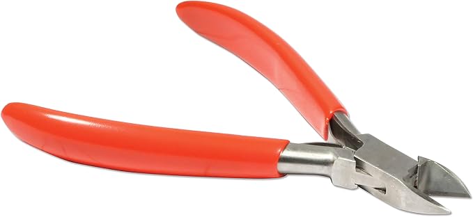 The Beadsmith Platinum Series German Semi-Flush Sidecutter, 4.75 inches (120mm) with Polished Steel Head, red PVC Comfort Grip Handle and Double-Leaf Spring, Tool for Jewelry Making