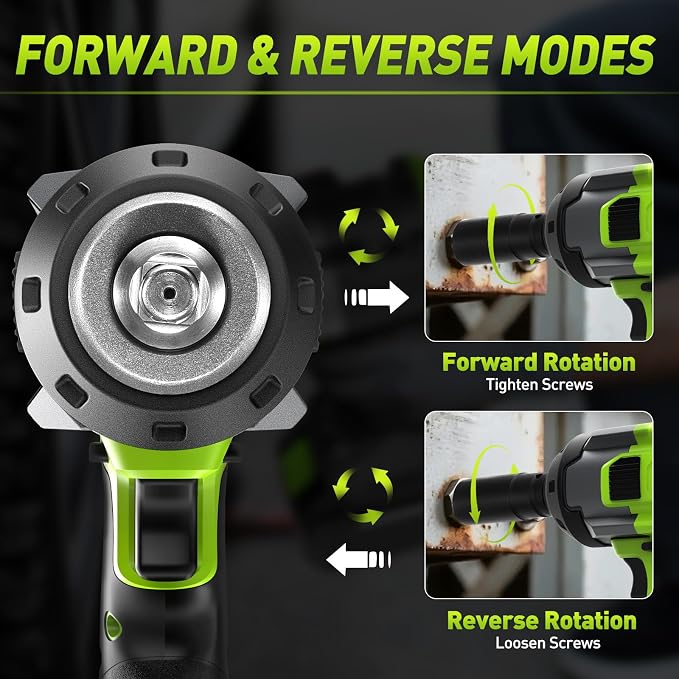 Cordless Impact Wrench 1/2" 1100Ft-lbs(1500N.m) W/ 21V 2 Battery | High Torque Impact Driver,4.0Ah Battery Electric Brushless Impact Gun for Car/Heavy Truck/Pickup,3-Speed,4 Socket,LED Light