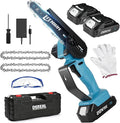 Mini Chainsaw Cordless 6 Inch with 2 Batteries Powered 40V Electric Power Chain Saws with Security Lock, Upgraded Handheld Small Chainsaw for Wood Cutting Trimming