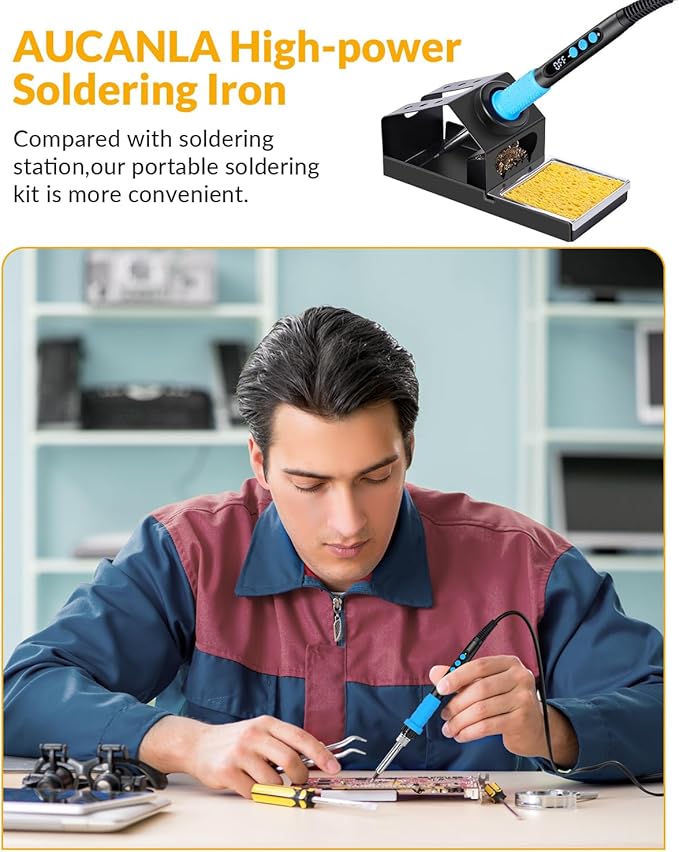 Soldering Iron Kit, 100W High Power Soldering Iron, Fast Heating, Digital Display Temperature Control Accurate 356°F-896°F, Portable Soldering Kit with Protective Cap, Automatic Sleep Mode
