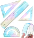HARFINGTON 4pcs Triangular Ruler Set 20cm Plastic Flexible Straight Metric Soft Bendable Ruler Geometric Protractor Triangle Rulers for Home Office