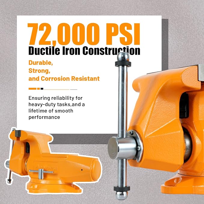 5"Bench Vise, 5.5"Jaw Opening 360° Swivel Base 3.5" Throat Depth