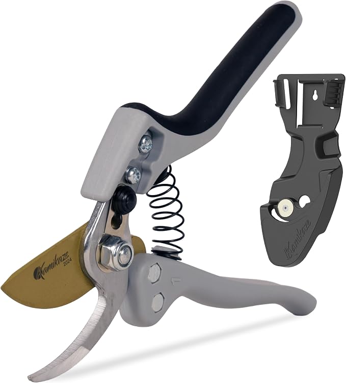 KAMIKAZE Heavy-Duty Professional Pruning Shears for Gardening, Ergonomic Comfort Handle, SK5 High-Carbon Steel Bypass Blade, Cuts Branches Up to 1 Inch, Garden Clippers for Tree and Shrub Trimming