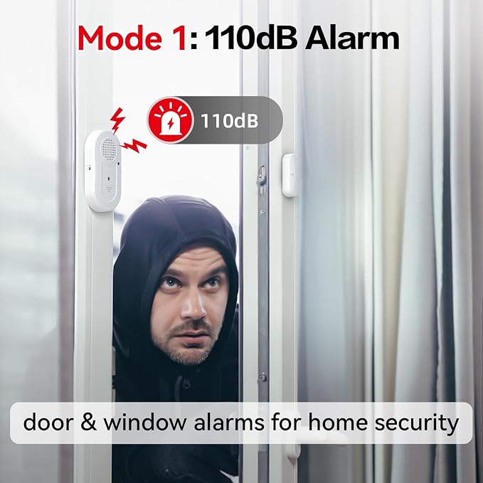 Sanjie Door Window Alarms - 5 Pack,110dB,Volume Control,Window Door Open Alarm Sensors for Kids Safety/Dementia/Pool,Wireless Sensors Keep Your Home Security,Easy to Install,Long Battery Life