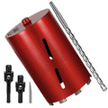 SALI Diamond Core Drill Bits 6 1/4" Diameter 10"/254mm Drilling Depth 5/8-11" Thread Core Bit Turbo Laser-Welded Segments for Cured Concrete with Brick Block Masonry with Two Adapters（Red）