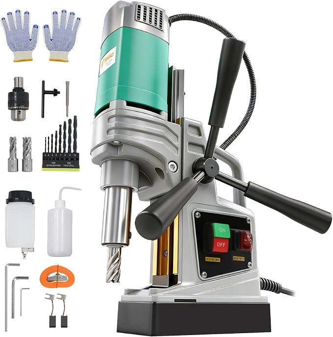 Mag Drill Press, 1450W 2" Boring Diameter, Portable Electric Magnetic Drill Press with 2 Coring Bits, 3147 lbf Power Magnetic, 820 RPM for Metal Surface, Industrial and Home Improvement