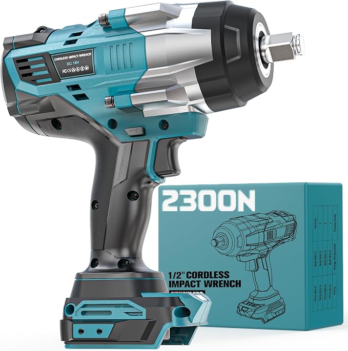 DIYtoolifz Cordless Impact Wrench 1/2" Compatible with Makita 18V Battery, 1700 Ft-lbs High Torque Impact Driver, Electric Impact Gun with 4 Speed Modes & LED Light for Car, Truck, Mower(Bare Tool)