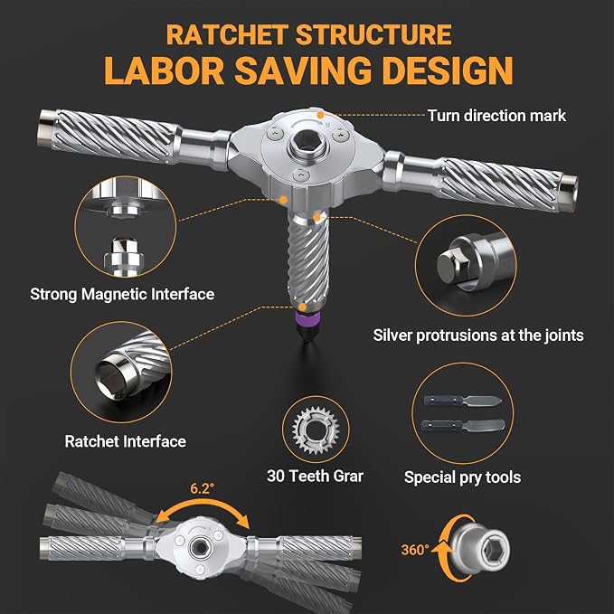 AceMining 100 in 1 Precision Ratchet Screwdriver Set, Magnetic Screwdriver Bit Set with Storage Case, Multi Function Repair Tool Kit for Computer, Laptop, Eyeglass, Watch & DIY Projects