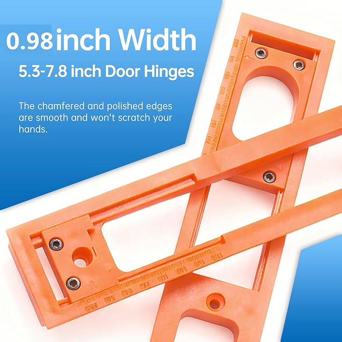 Concealed Door Hinge Installation Kit with Guide Template Jig, 5.3-7.8 Inch Door Hinge Positioning Tool, Lightweight Router Template for Woodworking, 0.98" Width