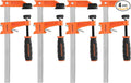 Jorgensen 6 inch Bar Clamp Set, 4 Pack Steel F Clamp Light Duty, 300 lbs Load Limited, for Woodworking, Metalworking, DIY