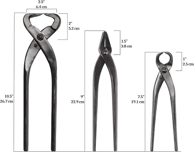 BambooMN Bonsai 3 Piece Set, Trunk Splitter, Jin Pliers, and Root Cutter, Bonsai Trimming, Beginner Friendly - 1 Set