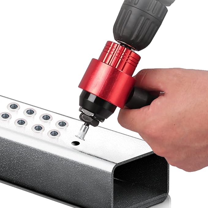 Zooke Electric Rivet Gun Adapter, Cordless Drill Riveting Insert Nut Tool with 5 Rivet Heads and Handle Wrench, Nut Drill Adapter Kit, Rivet Attachment for Screwdrivers and Drills