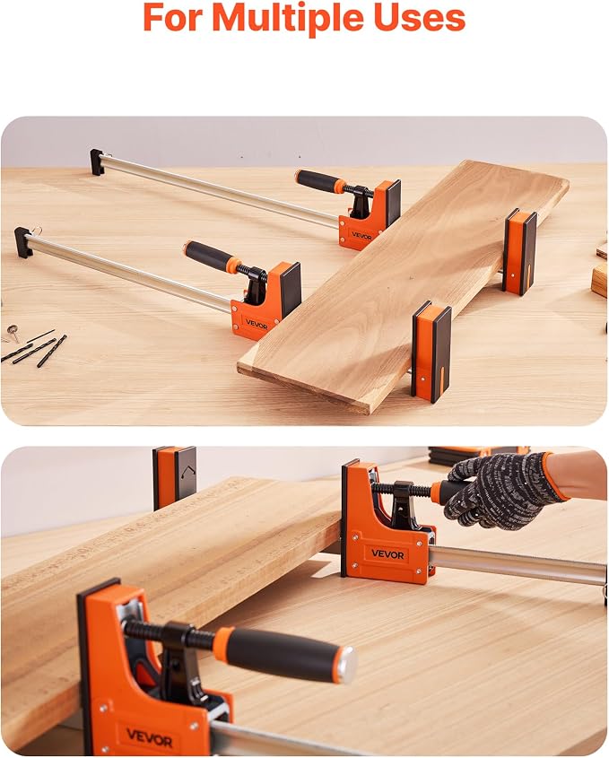 VEVOR Bar Clamps for Woodworking, 2-Pack 36 inch Parallel Clamp Set, F-Clamp with 1500 lbs Load Limit, Even Pressure, High-strength Plastic and Carbon Steel, for Woodworking Metal Working, Orange