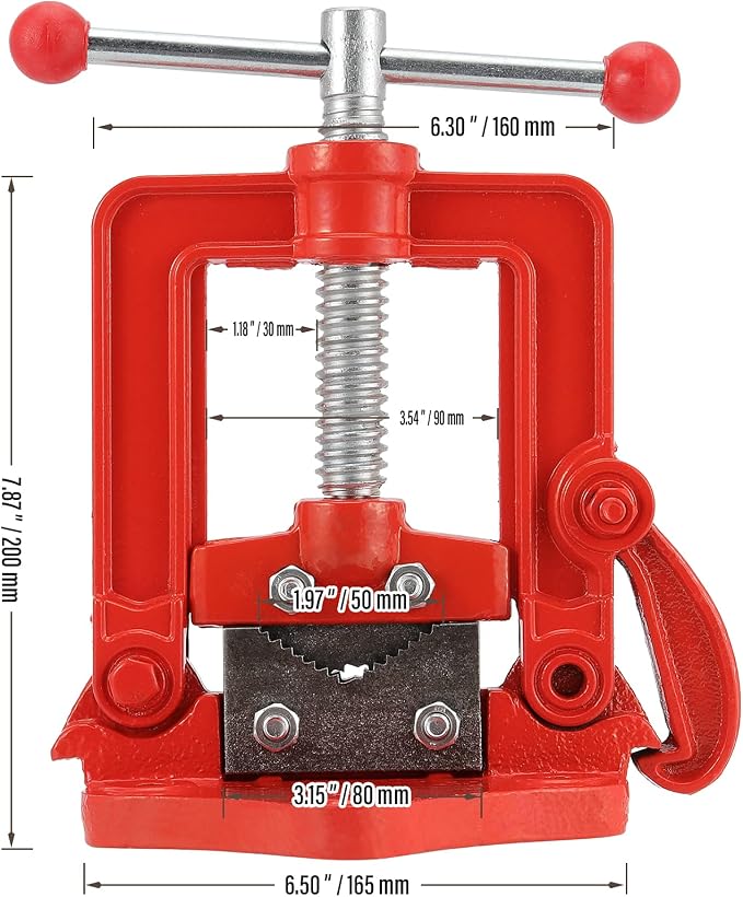 Heavy Duty Pipe Vice - 0.4 to 2.4 Inches Capacity, Forged Bench Yoke Vise Threader for Cutting & Fixing Pipes 10 to 60mm