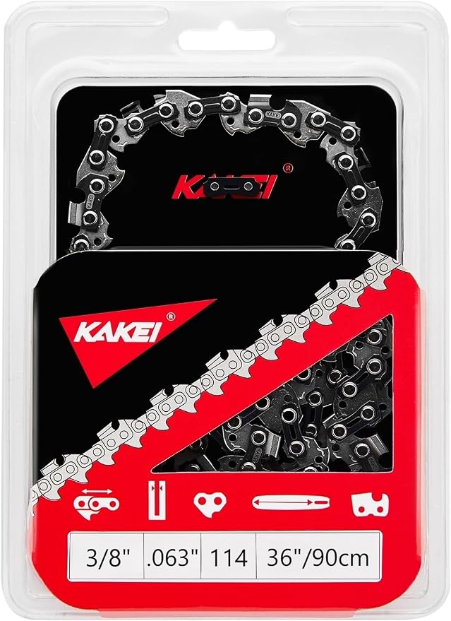 KAKEI 36 Inch Chainsaw Ripping Chain 3/8" Pitch .063" Gauge 114 Drive Links Fits Husqvarna, Stihl Models (1 chain) - Semi Chisel