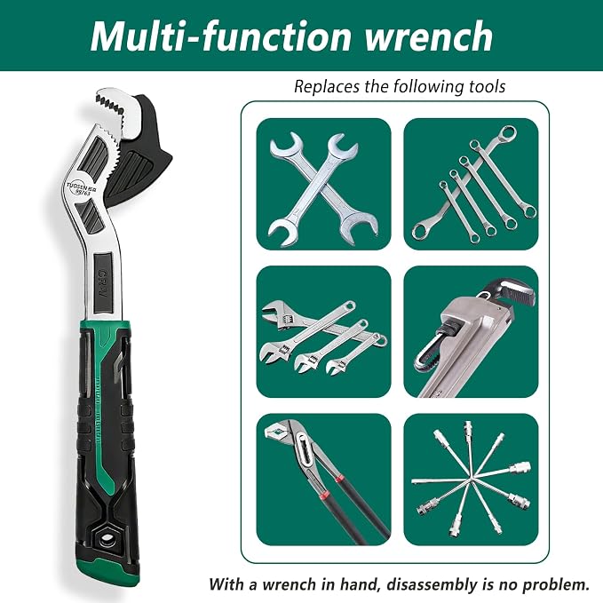 4PC Adjusting Wrench Set with Case, 6 8 10 12 Inch Multi-function Universal Magic Wrench, CR-V Steel for 0.47-1.18 Inch (7-43MM),Self locking Wrench,Pipe Wrench Set, Fittings and Nuts