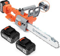 Cordless 12 Inch Chainsaw Brushless for 20V Batteries Powered 2 × 4.0Ah Electric Chainsaw 1100W Ideal for Wood Cutting, Free Assemble 45 Ft/s High-Efficiency (Orange)