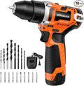 12V Brushless Power Drill, Cordless Drill with LCD Smart Display, 29+1 Torque Setting, 3/8 Inch Keyless Metal Chuck, 2.0Ah Battery, Fast Charger and 18Pcs Bits Included(Orange)