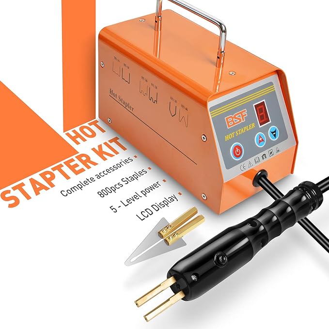Plastic Welder Repair Machine Kit, 5-Level Adjustable Power, Bumper Plastic Repair Welding Hot Stapler Kit with Storage Tool Box, 110V