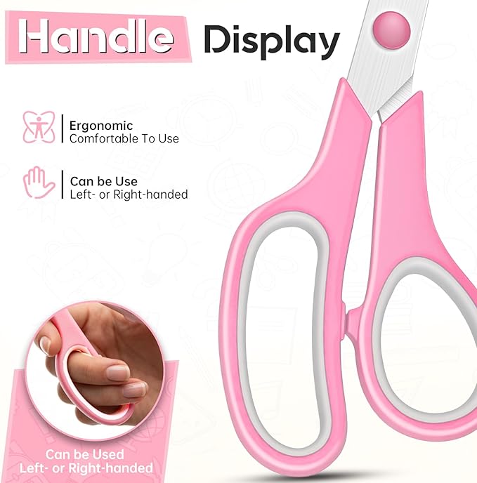 Scissors 8.5 Inch scissors all purpose for Office, Home, Sewing,and Crafts,Soft Comfort-Grip Right/Left Hand 3-Pack, Multicolor
