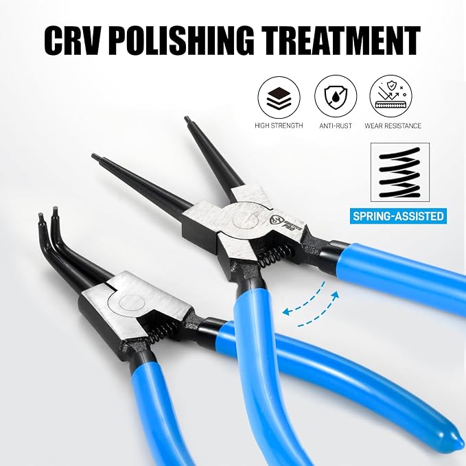 SMOTIVEPRO Precision 8PCS Snap Ring Pliers Set, 7" & 9" Internal/External