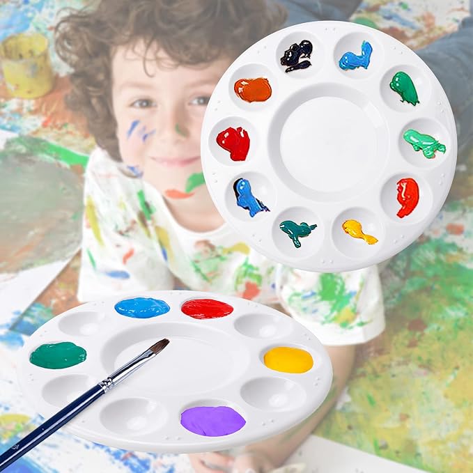 12 Pack Paint Tray Palettes, Painting Palette, Plastic Paint Pallets for Kids on School Project or Art Class