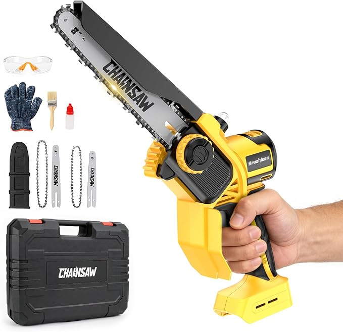 Electric Mini Chainsaw Compatible with DeWalt 20V Max, Tool only | 6" 8" Chain Saw for Branch Cutting, Tree Trimming, Shrub Trimming, Small Logs, Garden, Orchard, Yard Cleanup, Men Gifts