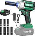 KIMO Cordless Impact Wrench, 550N.m/410ft-lbs, 4000 RPM, 7Sockets High Torque Impact Wrench with 3/8" Chuck, 4000mAh Li-ion Battery, Fast Charger, Variable Modes Power Impact Driver for Car Tires