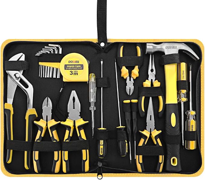 DOWELL 24 pcs Homeowner Tool Set, Home Repair Hand Tool Kit