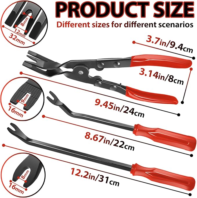 Keze 3 Pcs Auto Clip Pliers Set and Fastener Remover,Car Trim Rivet Removal Pry Tool Repair Kit with Storage Bag for Automotive Door Panel,Upholstery,Dashboard,Plastic Fasteners