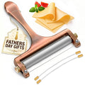Handheld Wire Cheese Slicer with Adjustable Thickness - Stainless Steel Cheese Slicer with 2 Replacement Wires for Thick & Thin Portion Slices - Suitable for Mozzarella, Cheddar, Gruyere, Raclette