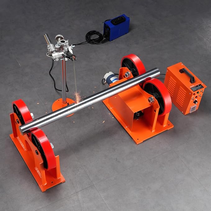 VEVOR 110V Linkage Roller for Welding, Supports 1000KG/2205LBS, Speed 80-1600 mm/min, Adjustable Diameter 25-1400mm, Includes Rotary Positioner & Torch Stand for Enhanced Welding Efficiency