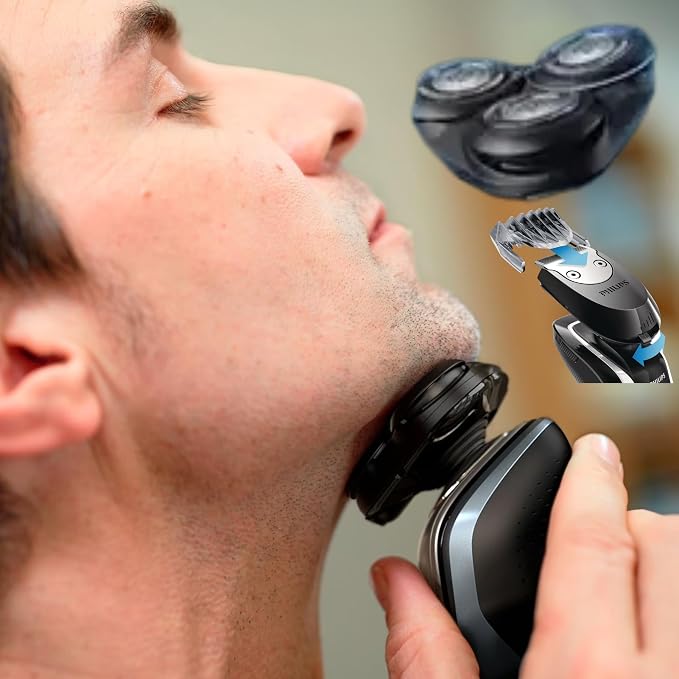 PHILIPS AquaTouch Wet & Dry Electric Shaver for Men, Rechargeable Rotary Razor with ComfortCut Blades and Precision Trimmer 5D Flex Head-Packaging May Vary