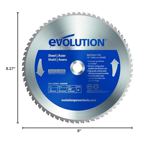 Evolution Power Tools 8BLADEMS Steel Cutting Saw Blade, 8-Inch x 50-Tooth , Blue