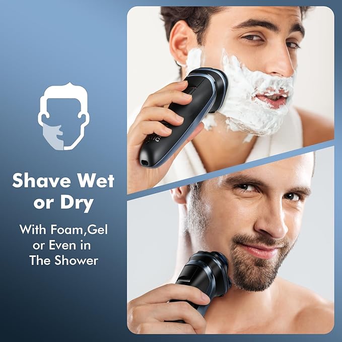 Travel Electric Razor for Men:5D Floating Head Shavers for Men, Smooth Shave Ready in Seconds - IPX7 Waterproof Wet or Dry, USB-C Rechargeable, Stainless Steel Blades，Father's Day Gifts
