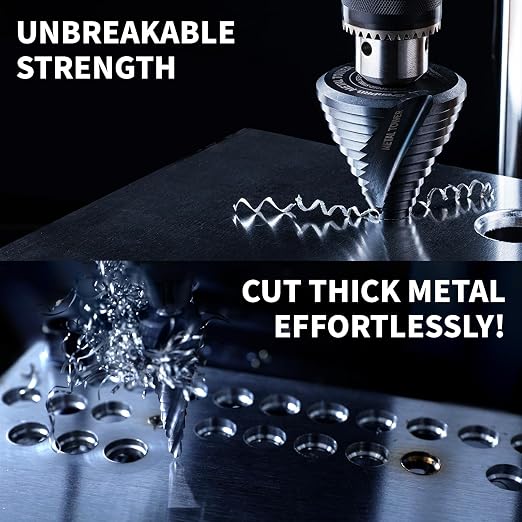GRENPRO Step Drill Bit for Metal Set, 1/4" - 2-1/2"Large Step Bit, M35 HSS Impact Tough Step Bits for Metal, 1/2" Shank Unibit Step Drill Bits, Stainless Steel, Aluminum, Wood
