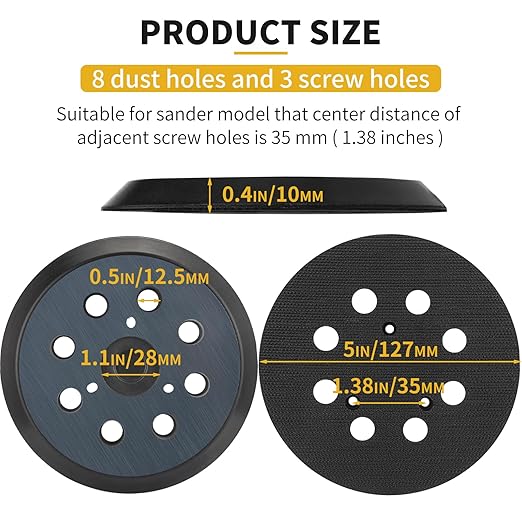 Sander Pads Replacement for Dewalt, 3 Pack 5" 8 Hole Hook and Loop Orbital Sander Pads Compatible with DeWalt DW420 DW421 DW422 DW423 DW426 D26451 D26453 Random Orbital Sanders