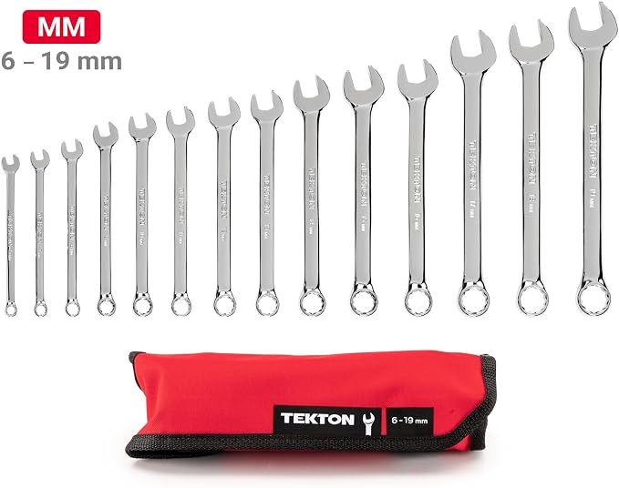 TEKTON Combination Wrench Set, 14-Piece | WCB94201 | 6 - 19 mm, Roll