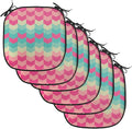Lunarable Geometric Chair Cushion Pads Set of 6, Retro Pattern Mexican Flora Bohemian Contemporary Art Illustration, Anti-Slip Seat Padding for Kitchen & Patio, 16"x16", Pink Pale Pink Turquoise