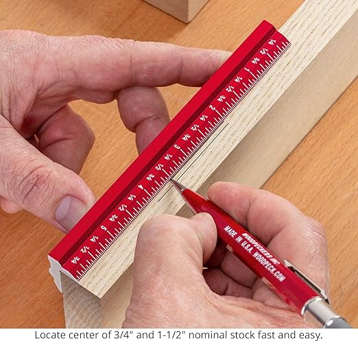 Woodpeckers Edge Rule, 24 Inch, Wraps Around Edge, USA Made, Laser Engraved Scales, Beveled Edges, Aluminum Woodworking Ruler