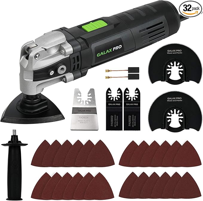 GALAX PRO 3.5A 6 Variable Speed Oscillating Multi Tool Kit with Quick Clamp System Change and 30pcs Accessories, Oscillating Angle:4° for Cutting, Sanding, Grinding