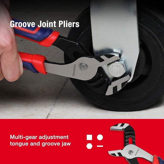 WORKPRO Pliers Set, Premium Cr-V Construction & WORKPRO 8-in Linesman Pliers with Wire Cutter and Stripper
