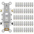AIDA 4 Way Toggle Light Switch, 15 Amp, 120 Volt, Toggle Framed AC Quiet Switch, in Wall On/Off Switch Replacement, Self-Grounding, Residential and Commercial Grade, UL,Glossy White