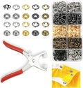 GTAAOY 100 Sets 9.5mm Metal Snaps Buttons Perfect for Clothes Hats and Sewing, 5 Colors Hollow Prong Snaps with Fastener Pliers Press Tool Kit